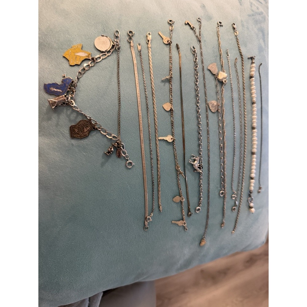 Sterling Silver Bracelets Lot 69 Grams Wear Scrap or Resell All Charm Braclet